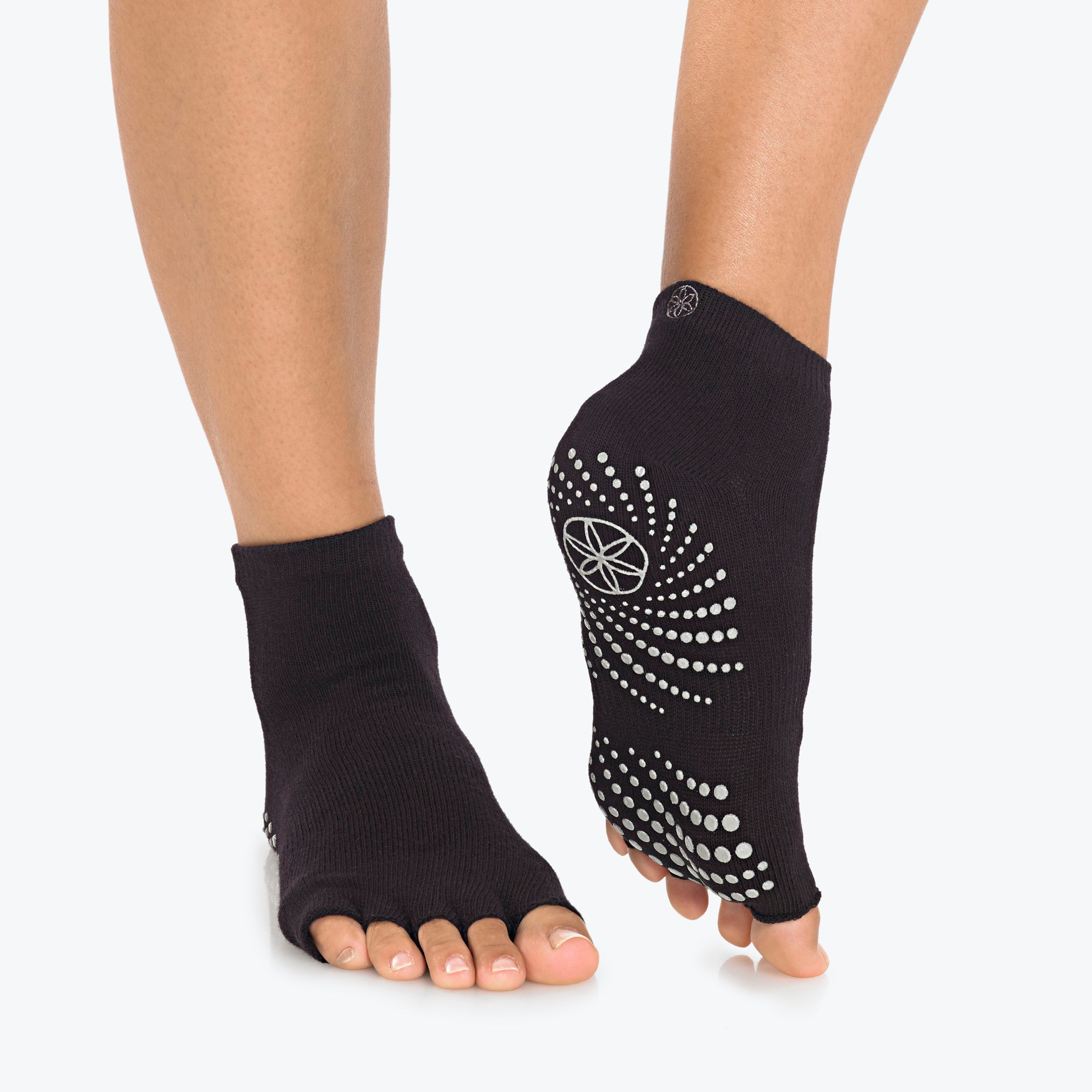 Gaiam Grippy Yoga Anklets Toeless Socks Nonslip Grip for Good Balance
